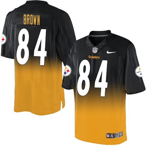 Nike Steelers #84 Antonio Brown Black/Gold Men's Stitched NFL Elite Fadeaway Fashion Jersey - Click Image to Close